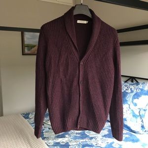 Suitsupply maroon wool cashmere cardigan